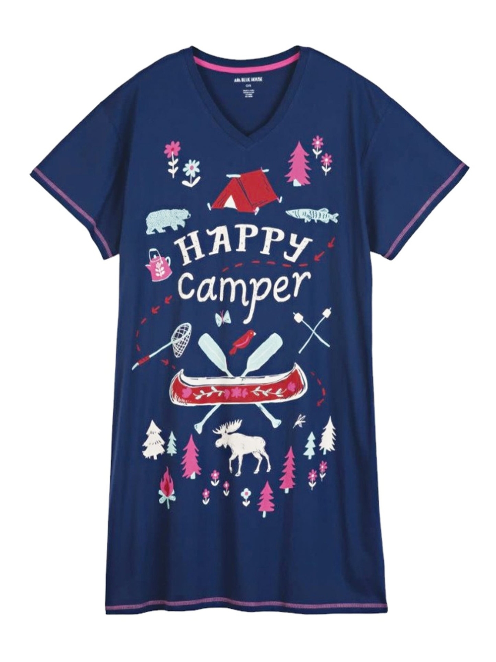 Little Blue House 'Happy Camper' Navy Graphic Nightshirt OS
